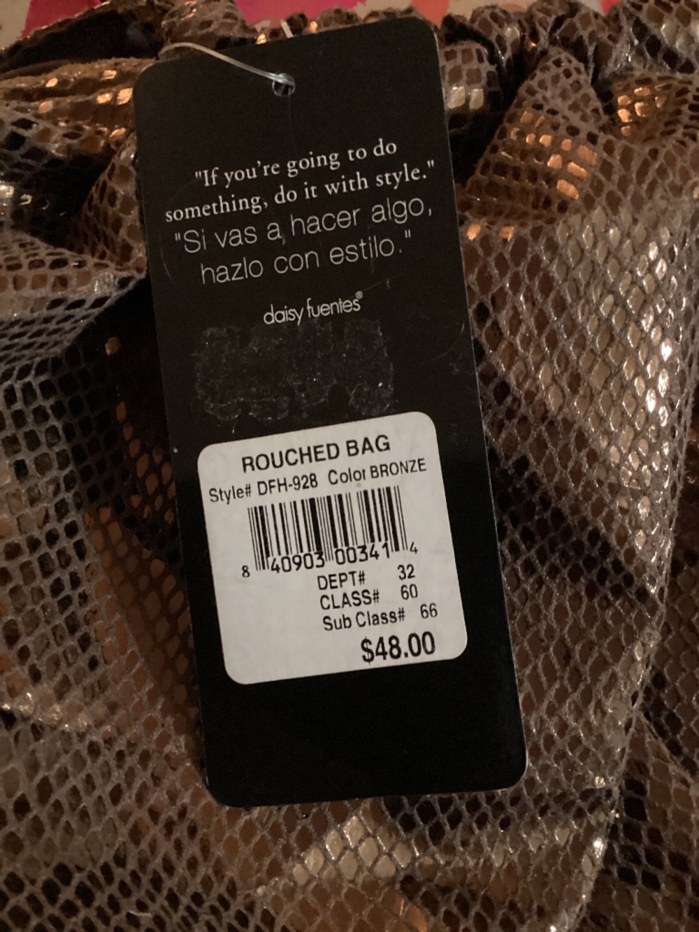 🌸NEW Daisy Fuentes Rouched Oversized purse bag🌸 BRONZE Metallic look - Picture 10 of 10